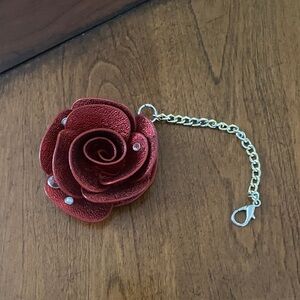 Elegant Red Rose Keychain